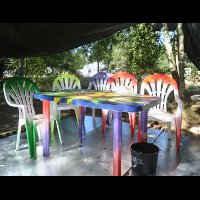 Colourful chairs!