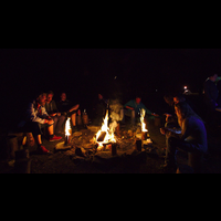 Sitting around the campfire at BornHack 2016