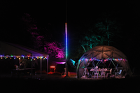 Geodesic dome and tents with lights